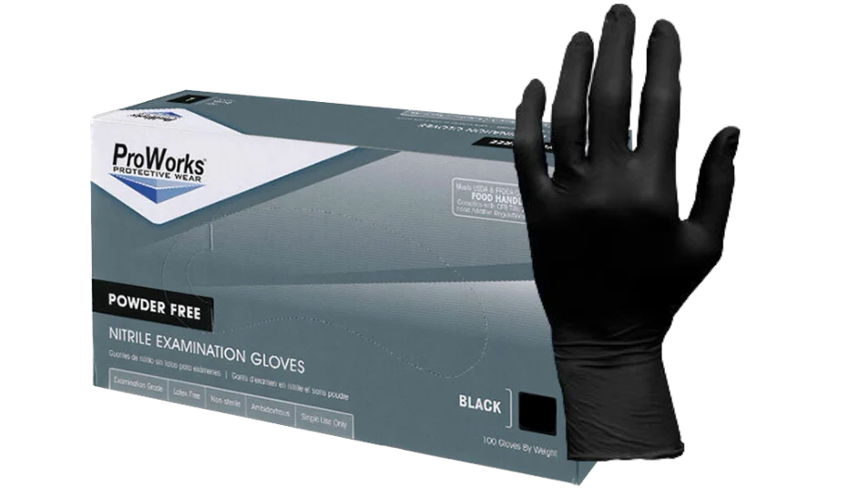 Black Nitrile Gloves - Exam Grade, Powder Free (5 Mil) 1,000 Gloves